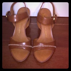 Franco Sarto leather wedge buckle sandals